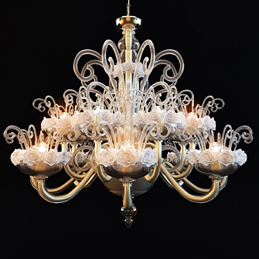 Elegant Gold Metal Chandelier 3D model image 1 