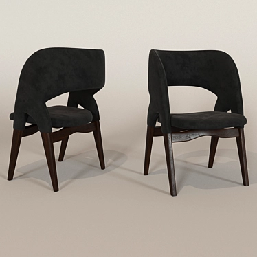 Elegant Wood and Fabric Chair 3D model image 1 