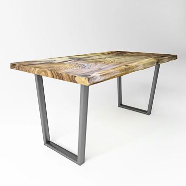 Rustic Edge Wood Table 3D model image 1 