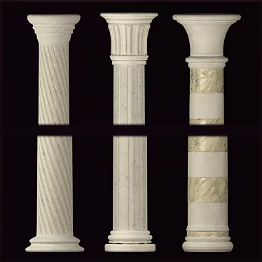 Elegant Decorative Columns: 3-Pack 3D model image 1 