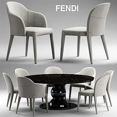 Fendi Audrey Chair: Elegant Table and Chairs Set 3D model image 1 