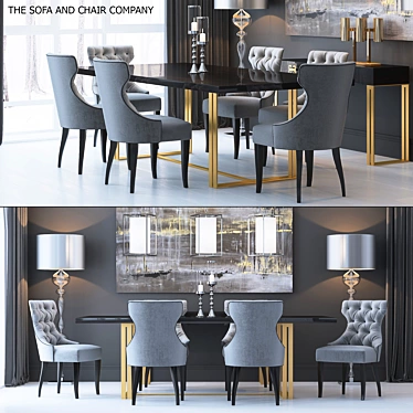 Elegant Home Set: Boutique Table, Guinea Chair, Console, Dervent Chandelier, Ovington Floor Lamp, Urban Wetlands at 3D model image 1 