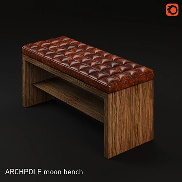Stylish Leather Top Moon Bench 3D model image 1 
