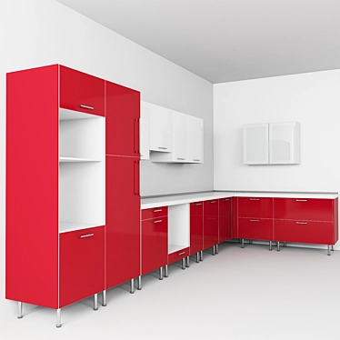 Modern Kitchen Set: Organized Cabinets 3D model image 1 