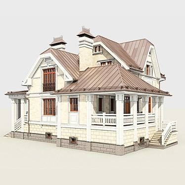 Modern Borviha House: 3D Model 3D model image 1 