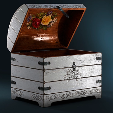 Vintage White Floral Chest 3D model image 1 