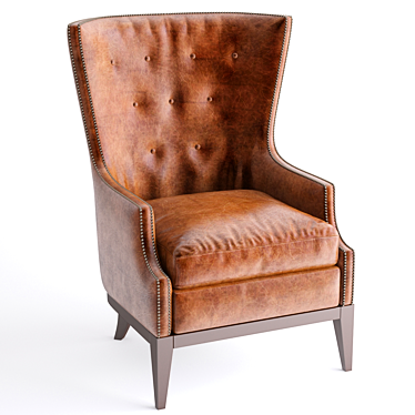 Elegant Oak Leather Chair. 3D model image 1 