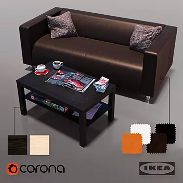 Modern Sofa Composition with Ikea Klippan and Lack Table 3D model image 1 