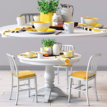 Elegant C&B Delta Dining Set 3D model image 1 