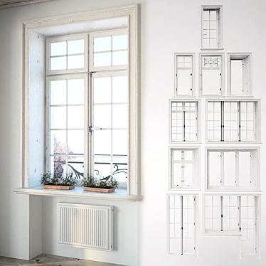 Set classical windows with decor