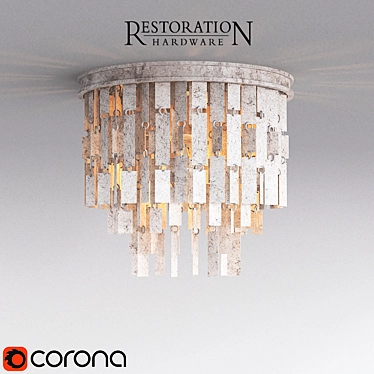 Modern Aged Silver Ceiling Light 3D model image 1 