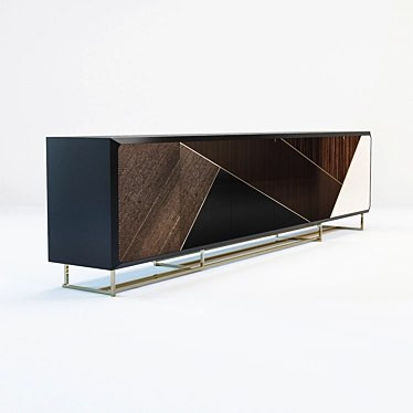 Elegant Wireframe Living Room Cabinet 3D model image 1 