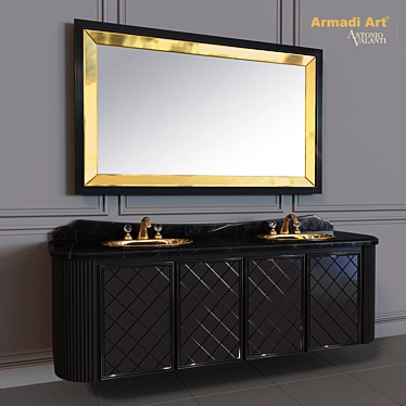 Avantgarde Notte2: Italian 2-Sink Suspended Cabinet 3D model image 1 