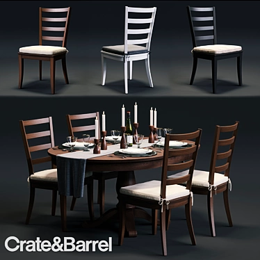C&B Harper Chair & Avalon Table Set 3D model image 1 