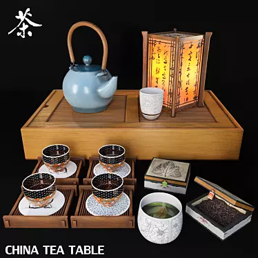 Ethnic Tea Set: Chinese Table 3D model image 1 