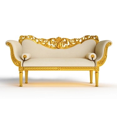 Exquisite Wooden Carved Sofa 3D model image 1 