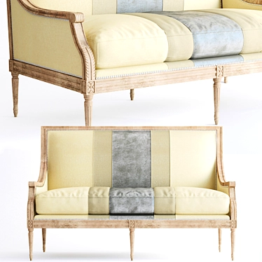 Elegant Buff Colorblock Settee: Massoud's Lilah 3D model image 1 