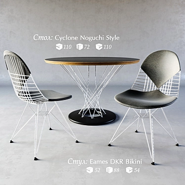 Cyclone Noguchi & Eames DKR Bikini Dining Set 3D model image 1 