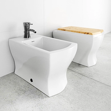 Modern Squat Toilet & Bidet Combo - Giusti Portos 3D model image 1 