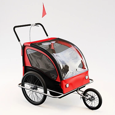 Double Seat Bike Trailer 3D model image 1 