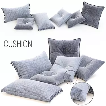 Folded Gray Decorative Cushion Set 3D model image 1 