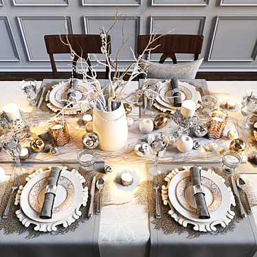 Festive table setting with apples