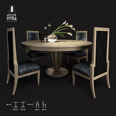 Elegant Atelier Mo.Ba Dining Set 3D model image 1 