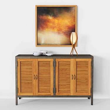 Holbrook Shutter Sideboard: Stylish Acacia Wood Storage 3D model image 1 