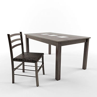 Modern Wood and Glass Dining Set 3D model image 1 