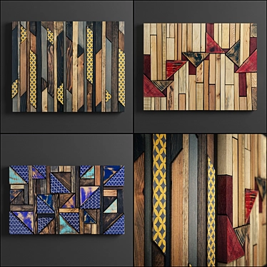 Vintage Wood Panel Art 3D model image 1 