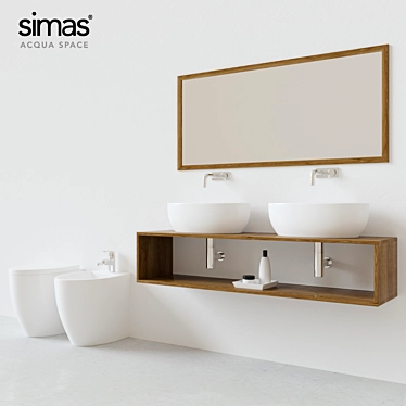 Simas LFT Spazio Washbasin, Bidet & WC Set 3D model image 1 