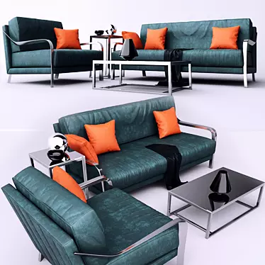 Sleek & Stylish Living: Sofa Set + Armchair 3D model image 1 