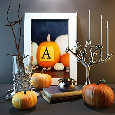 Festive Fall Pumpkins Decor Set 3D model image 1 