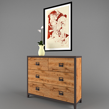 Industrial Iron Loft Dresser 3D model image 1 