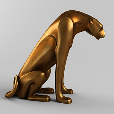Graceful Leopard Sculpture 3D model image 1 