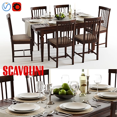 Sleek Scavolini Armony Dining Set 3D model image 1 