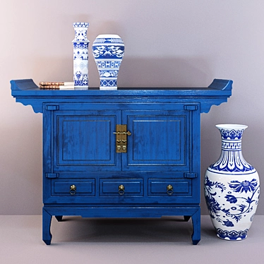 Blue Door and Drawer Chest - BF-20439 3D model image 1 