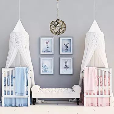 Pottery Barn Kids Kendall Crib Set 3D model image 1 