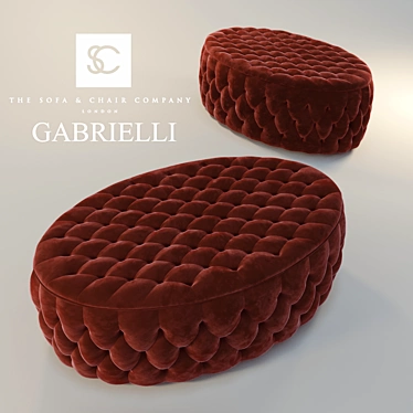 Luxurious Buttoned Oval Ottoman 3D model image 1 