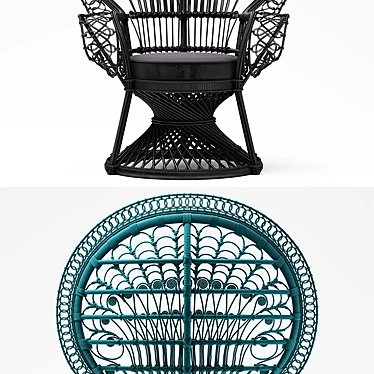 Black Peacock Chair: A Luxurious Addition to Your Home 3D model image 1 