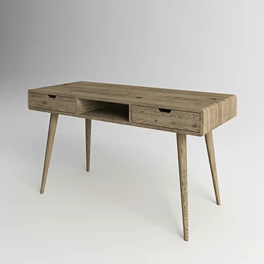 Solid Oak Writing Desk 3D model image 1 