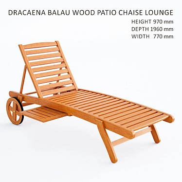 All-Weather Wood Chaise Lounge 3D model image 1 