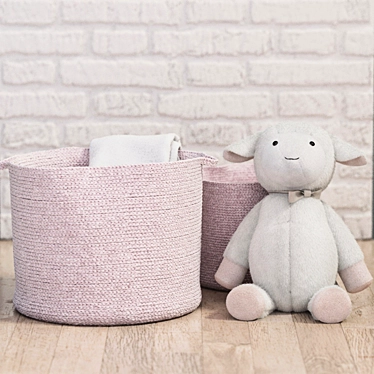 Pink Cotton Rope Storage with Sheep Bonus 3D model image 1 