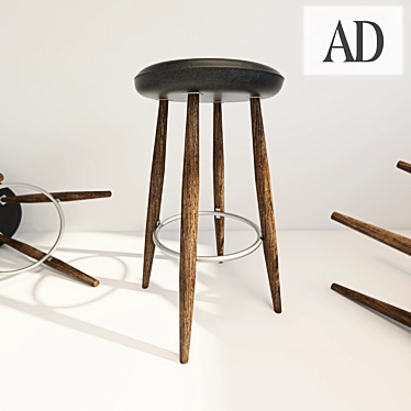 Modern Bar Stool - CH56/58 3D model image 1 