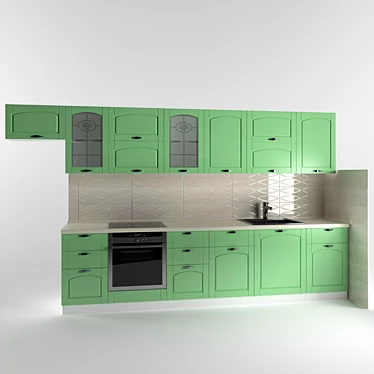 Modern 3700mm Kitchen: Stylish Design & Ample Storage 3D model image 1 