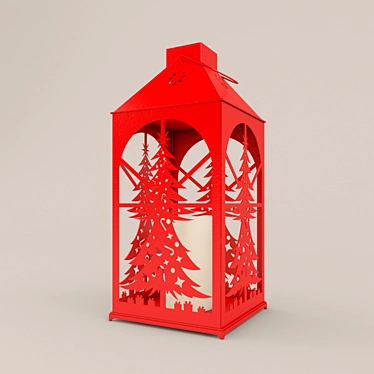  Festive Flameless Lantern - Red Christmas Tree Cut Out 3D model image 1 