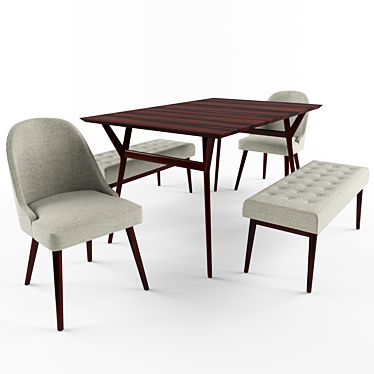  Retro Chic Dining Set 3D model image 1 