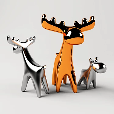 Elegant Ceramic Deer Decor 3D model image 1 