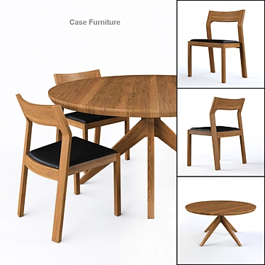 Modern Cross Round Table & Profile Chair Set 3D model image 1 