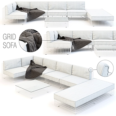 Modular Outdoor Grid Sofa 3D model image 1 